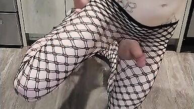 Verbal MtF Trans Woman Sucks Big Dildo Then Cums With Thrusting Vibrating Plug In Her Ass - 6 image