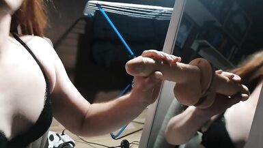 Crossdresser Nikki Sucking dildo in the mirror - 13 image