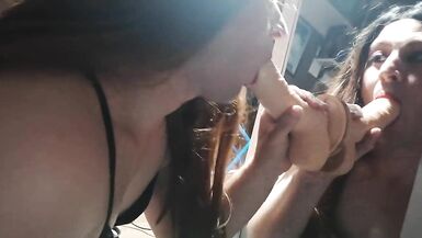 Crossdresser Nikki Sucking dildo in the mirror - 7 image