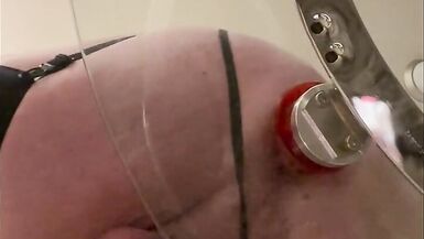 TvMandySpencer, fucks her dildo on a glass table. Curvy slut. - 9 image