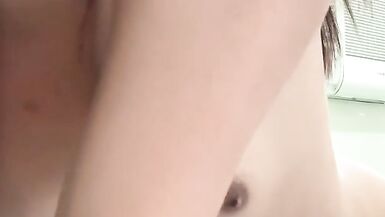 Asian girl with cock gets so horny as she unbox her white briefs - 13 image