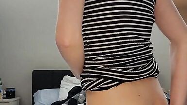 gorgeous trans girl in dress strips and fucks her tight ass - 15 image