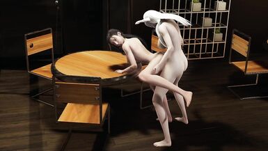 Ultimacia fucks Tifa in the form of a doggy on some cafeteria tables - 11 image