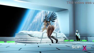 Cyber angel dickgirl fucks a sexy blonde in the space station - 8 image