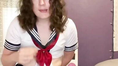 School femboy sucks and fucks your big cock. - 2 image