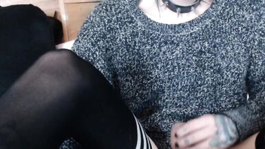 inexperienced tgirl stroking 9 inch cock on chaturbate - 12 image