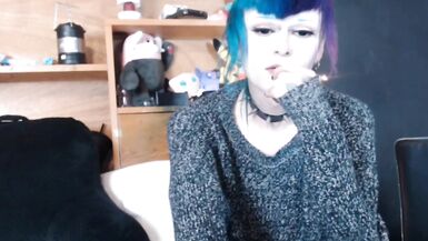 inexperienced tgirl stroking 9 inch cock on chaturbate - 3 image