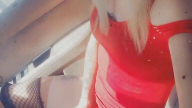 Pretty Trans Rubs her Clitty in Public