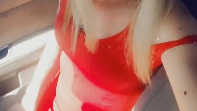 Pretty Trans Rubs her Clitty in Public - 3 image