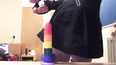 Sitting on my pride dildo