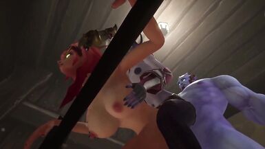 Redhead Elf has BSDM Threesome sex in a dungeon : Warcraft Parody - 10 image