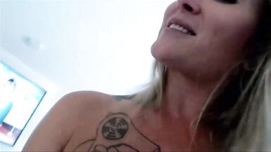 Blond shemale getting shagged hard by her partner - 9 image