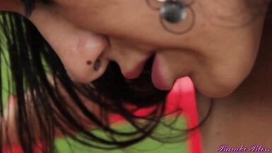 Bambi Bliss Bows Her Over the Red Bench - 10 image