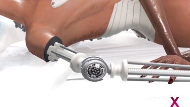 Female sex android plays with a hot afro in the space station - 11 image