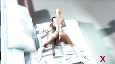 Female sex android plays with a hot afro in the space station - 7 image