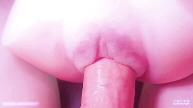 POV Sweet trans cock with a close up silicone cum-hole fuck very slow