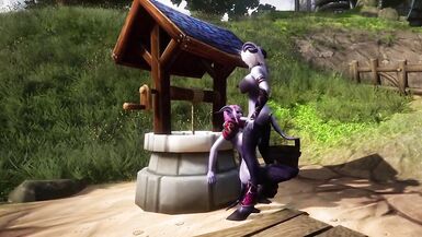 Draenei Futanari Copulates Draenei Beauty on the Wishing Well : Warcraft Porn Parody - 12 image