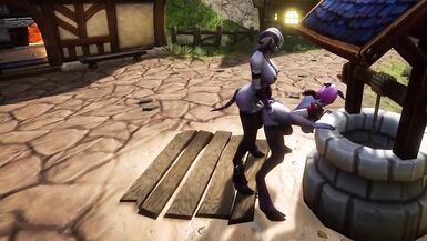 Draenei Futanari Copulates Draenei Beauty on the Wishing Well : Warcraft Porn Parody - 7 image