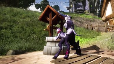 Draenei Futanari Copulates Draenei Beauty on the Wishing Well : Warcraft Porn Parody - 9 image