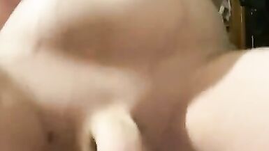 Cute trans beauty rides fake penis - 10 image