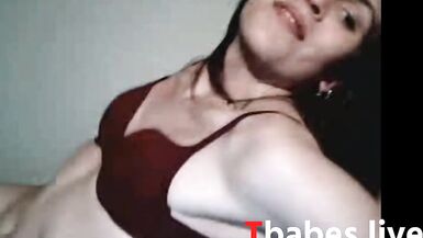 Petite Dark Brown Pretty Femboy Showing On Camera Her Excellent CockFaps - 3 image