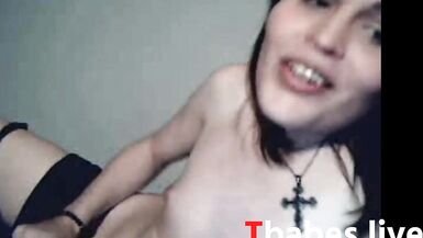 Petite Dark Brown Pretty Femboy Showing On Camera Her Excellent CockFaps - 6 image