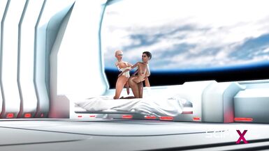 Female sex android plays with a hot afro in the space station - 15 image