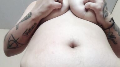 FTM - playing with his luscious large meatballs and soaked pink cum-hole until palatable cum - 3 image