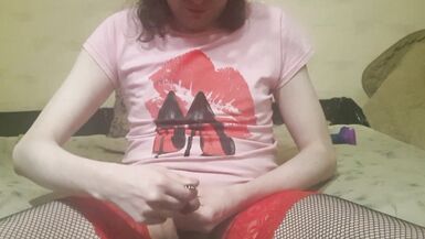 Crossdresser stretching a peehole Urethral Sounding - 10 image