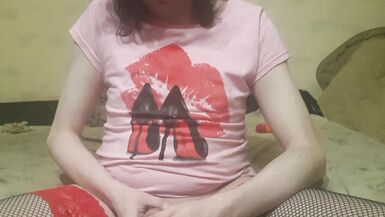 Crossdresser stretching a peehole Urethral Sounding - 11 image