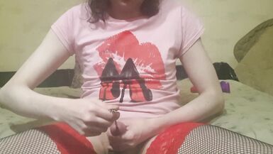 Crossdresser stretching a peehole Urethral Sounding - 9 image
