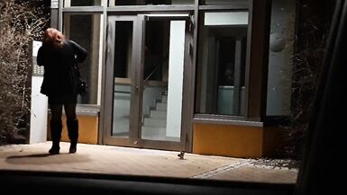 Sextoy and gag in public on the doorstep - 10 image