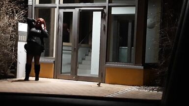 Sextoy and gag in public on the doorstep - 15 image