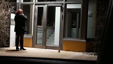 Sextoy and gag in public on the doorstep - 9 image