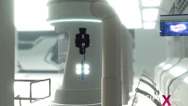 Space sex in the sci-fi lab. A hawt naive playgirl has anal sex with a female dickgirl - 2 image