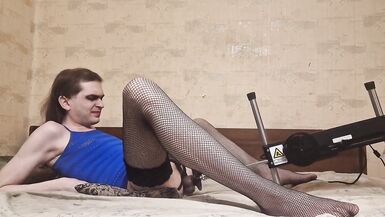 Russian dilettante Crossdresser have sex tool sex with Fuck Machine and masturbation cock - 11 image