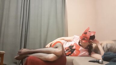 Sissy in mask underware fuck anal with sextoy - 10 image