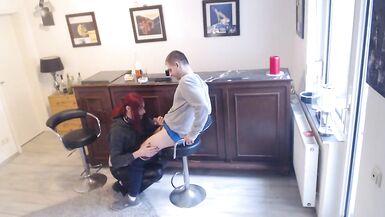 Oral at the Bar turns into a great fuck with cum on face and gulp. - 3 image