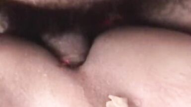 Lady-Boy with tiny milk sacks is fucked by 2 cocks and receives overspread in cock juice - 9 image