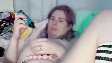 Trans gal plays plays with toys on birthday - 4 image