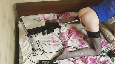 Femboy stuffed wazoo with sex machine - 10 image