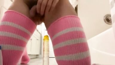Anal Sex Toy Riding in Haunch High Socks - 6 image