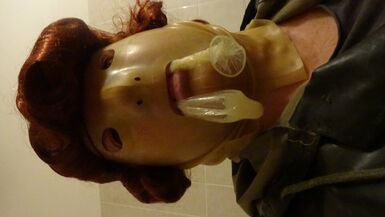 masked red wig perv latex bessy cock rubber und rubber boot take up with the tongue anal riding swarthy marital-device - 1 image