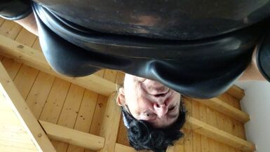 perv latex suit bessy jo-bag and cum on rubber boot take up with the tongue enjoys different dildos - 1 image