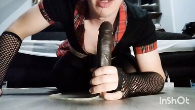 Lady-Boy blows a ebon thick sex tool and copulates him! - 7 image