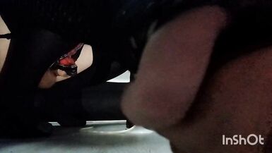 Transe blows a ebon thick sextoy and copulates him! - 13 image