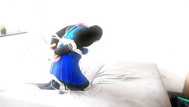 Selfbondage timelock shiny skirted leotard - 4 image