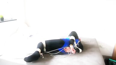 Selfbondage timelock shiny skirted leotard - 9 image