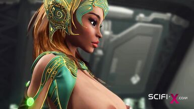 A hawt lewd hotty receives stuffed by cg dickgirl in a spaceship