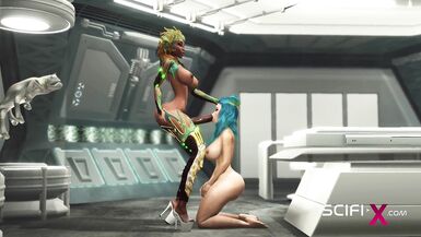 A hawt lewd hotty receives stuffed by cg dickgirl in a spaceship - 5 image